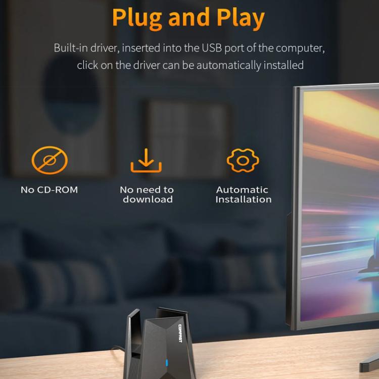 COMFAST CF-987BE Tri-band 6500Mbps WiFi7 USB 3.0 Wireless Network Adapter, CF-987BE COMFAST CF-987BE Tri-band 6500Mbps WiFi7 USB 3.0 Wireless Network Adapter, CF-987BE